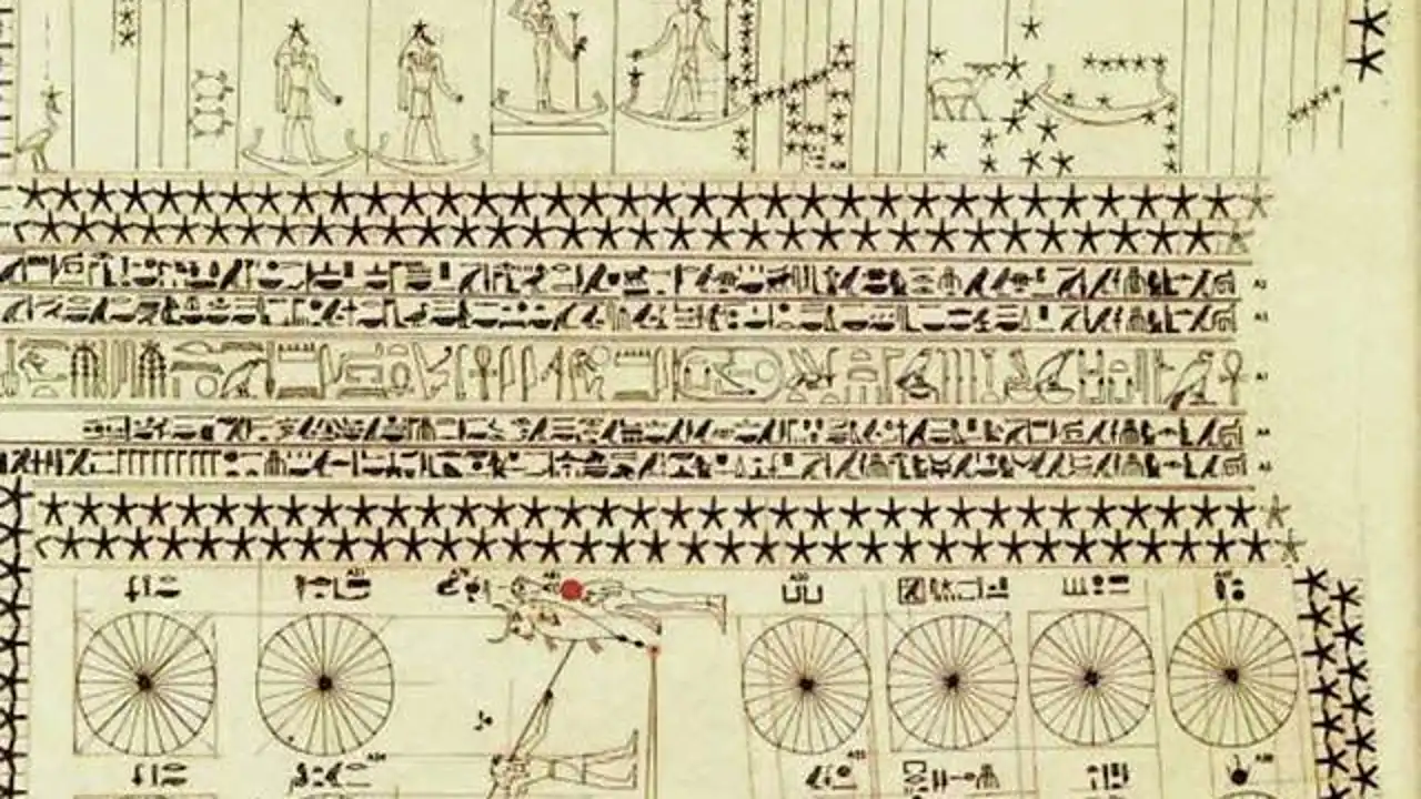 Aspecto del techo astronómico del hipogeo de Senenmut