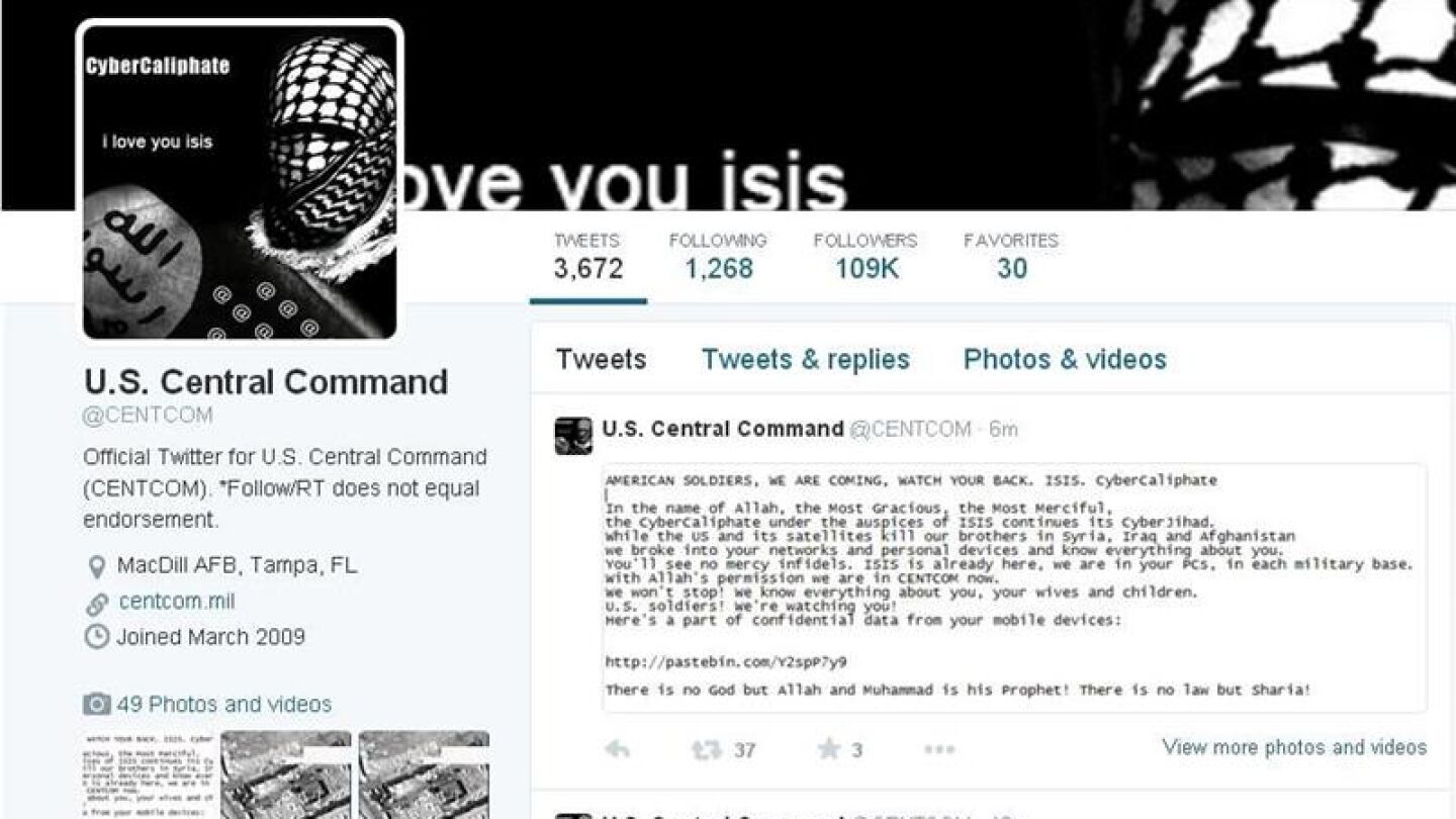 Un grupo de hackers del Estado Isl&aacute;mico piratea la cuenta de Twitter del Pent&aacute;gono
