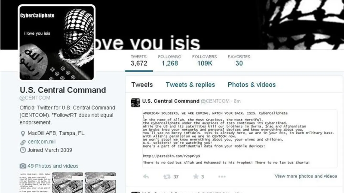 Un grupo de hackers del Estado Islámico piratea la cuenta de Twitter del Pentágono Un grupo de hackers del Estado Islámico piratea la cuenta de Twitter del Pentágono