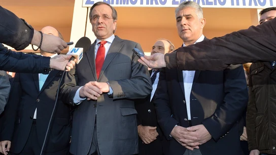 Antonis Samaras durante la jornada electoral en Atenas Antonis Samaras durante la jornada electoral en Atenas