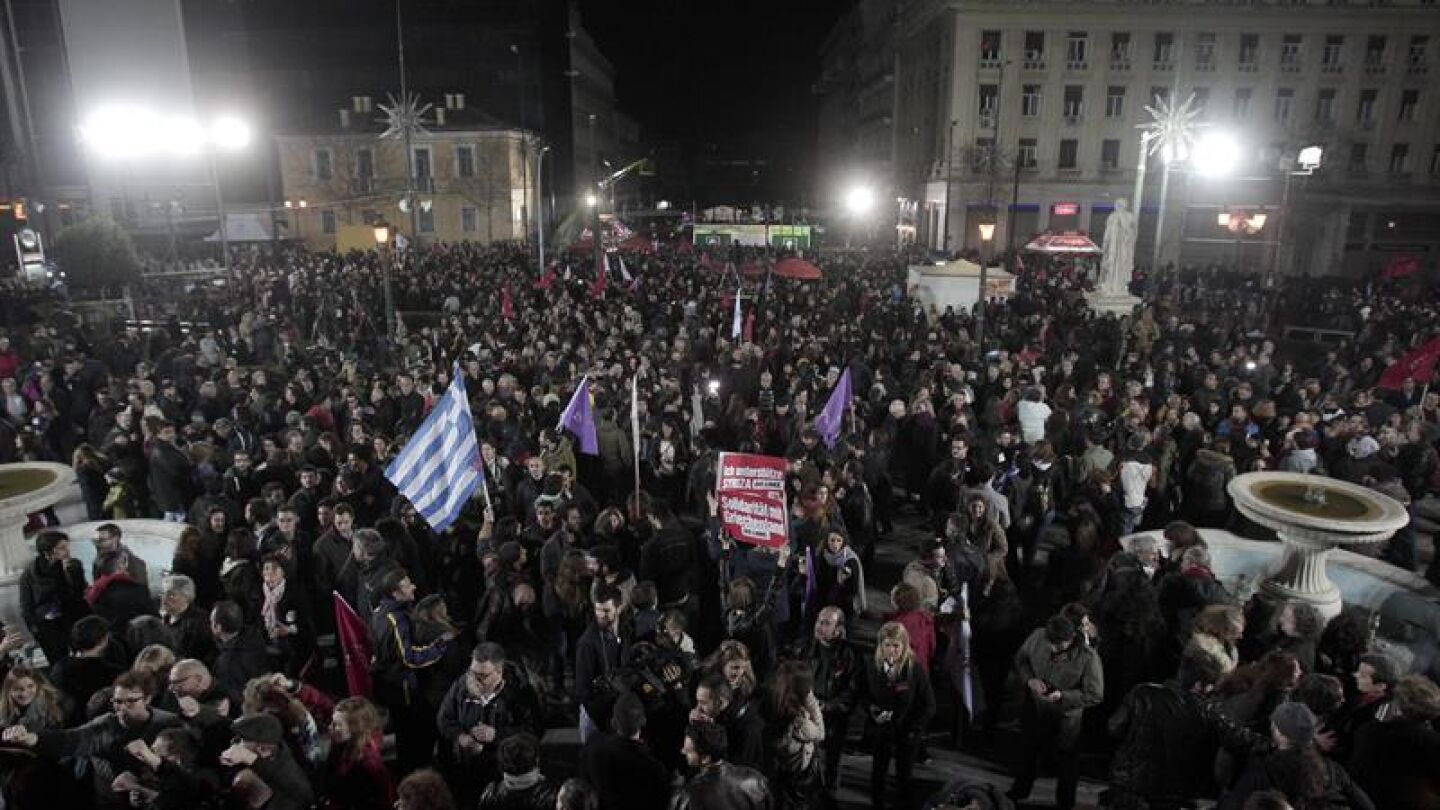 Simpatizantes de Syriza celebran la victoria electoral