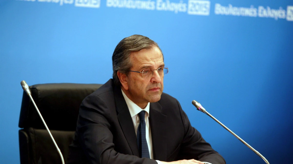 Samaras, con gesto serio tras perder el gobierno griego