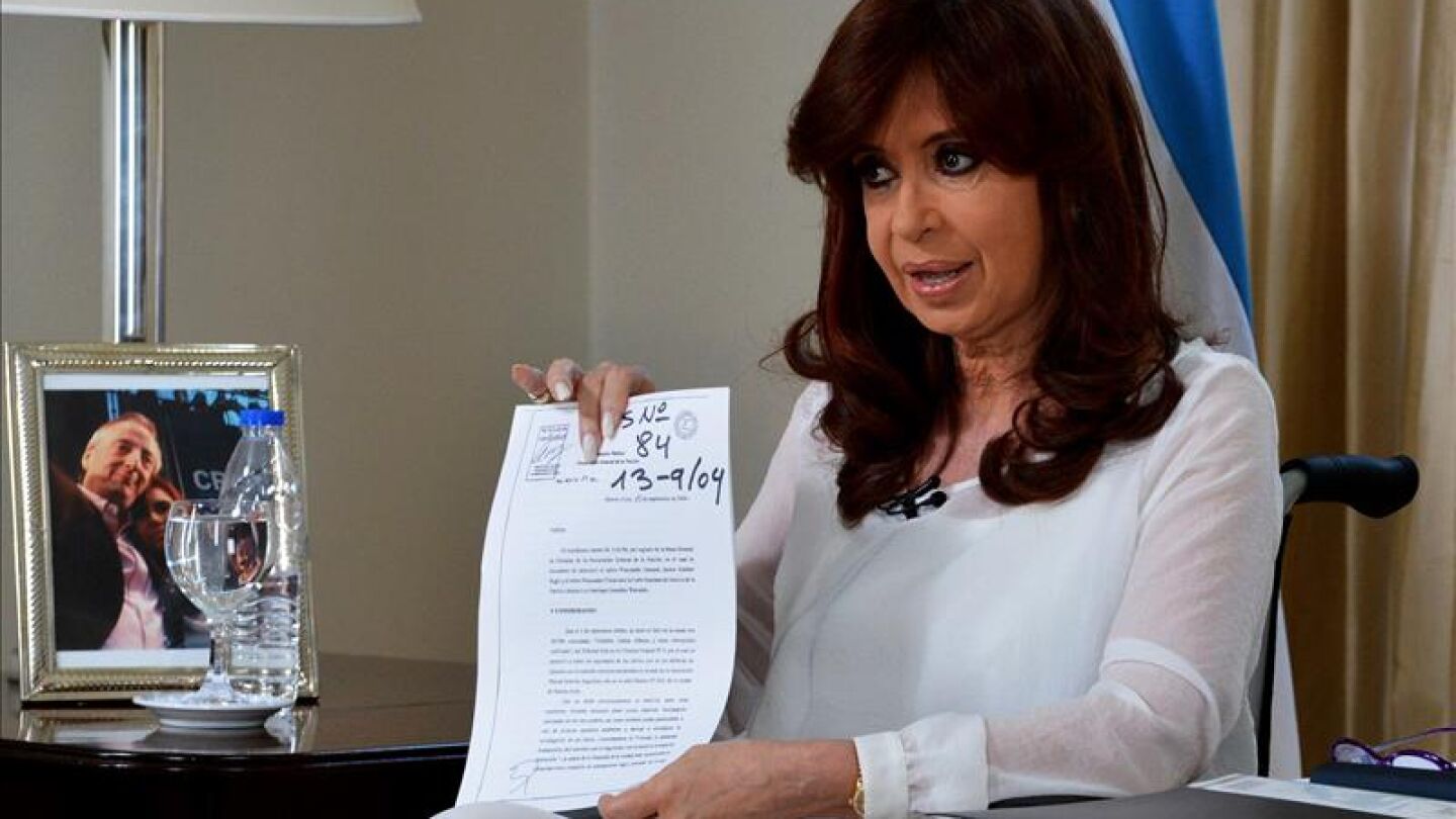 Cristina Fern&aacute;ndez durante su mensaje televisivo.