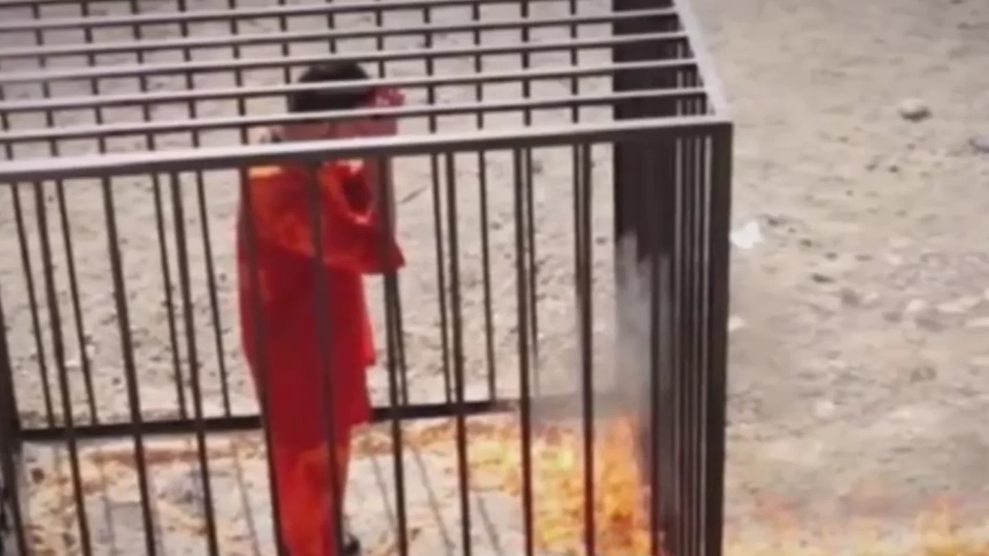 Fotograma del vídeo en el que EI ejecuta al rehén jordano Fotograma del vídeo en el que EI ejecuta al rehén jordano