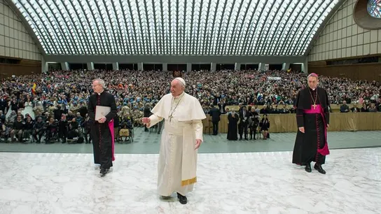 El papa Francisco durante un acto público El papa Francisco durante un acto público