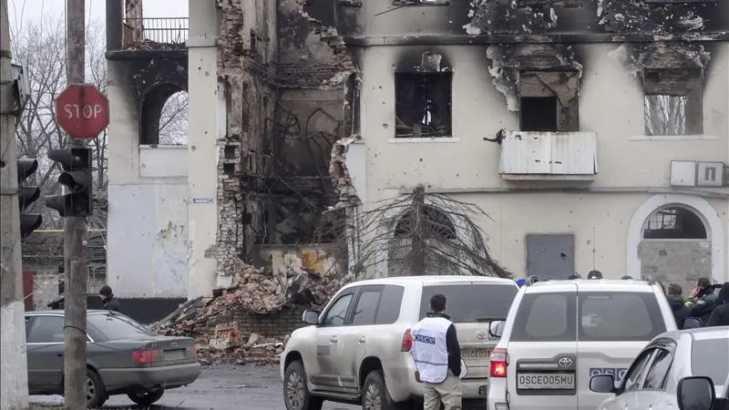 Edificio de Donetsk destruido por la guerra