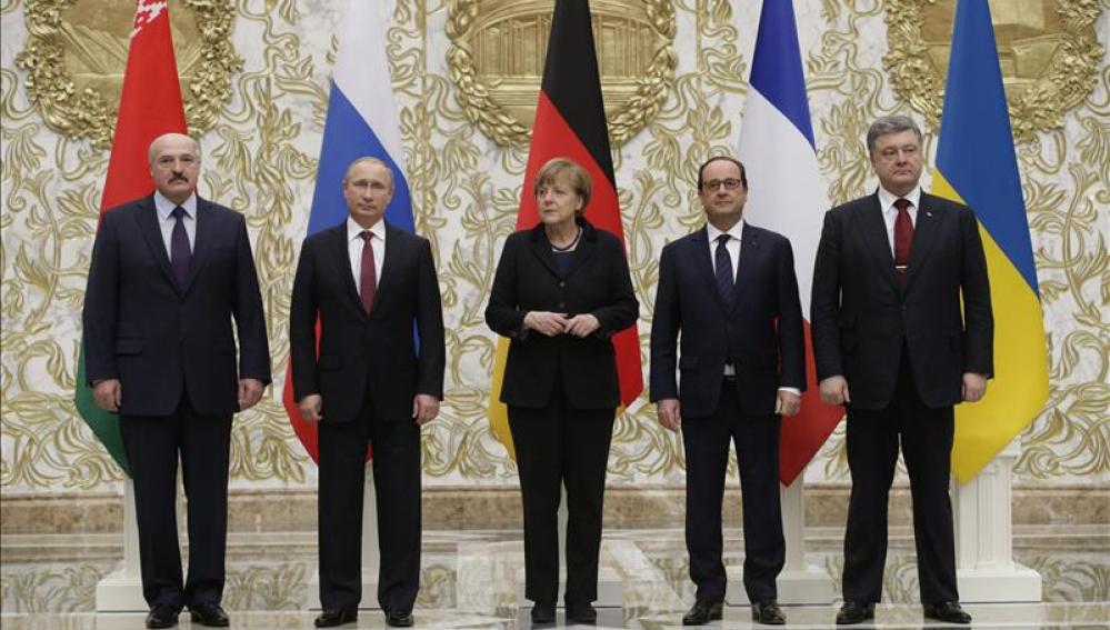 La reunión de Merkel, Hollande, Putin y Poroshenko en Minsk