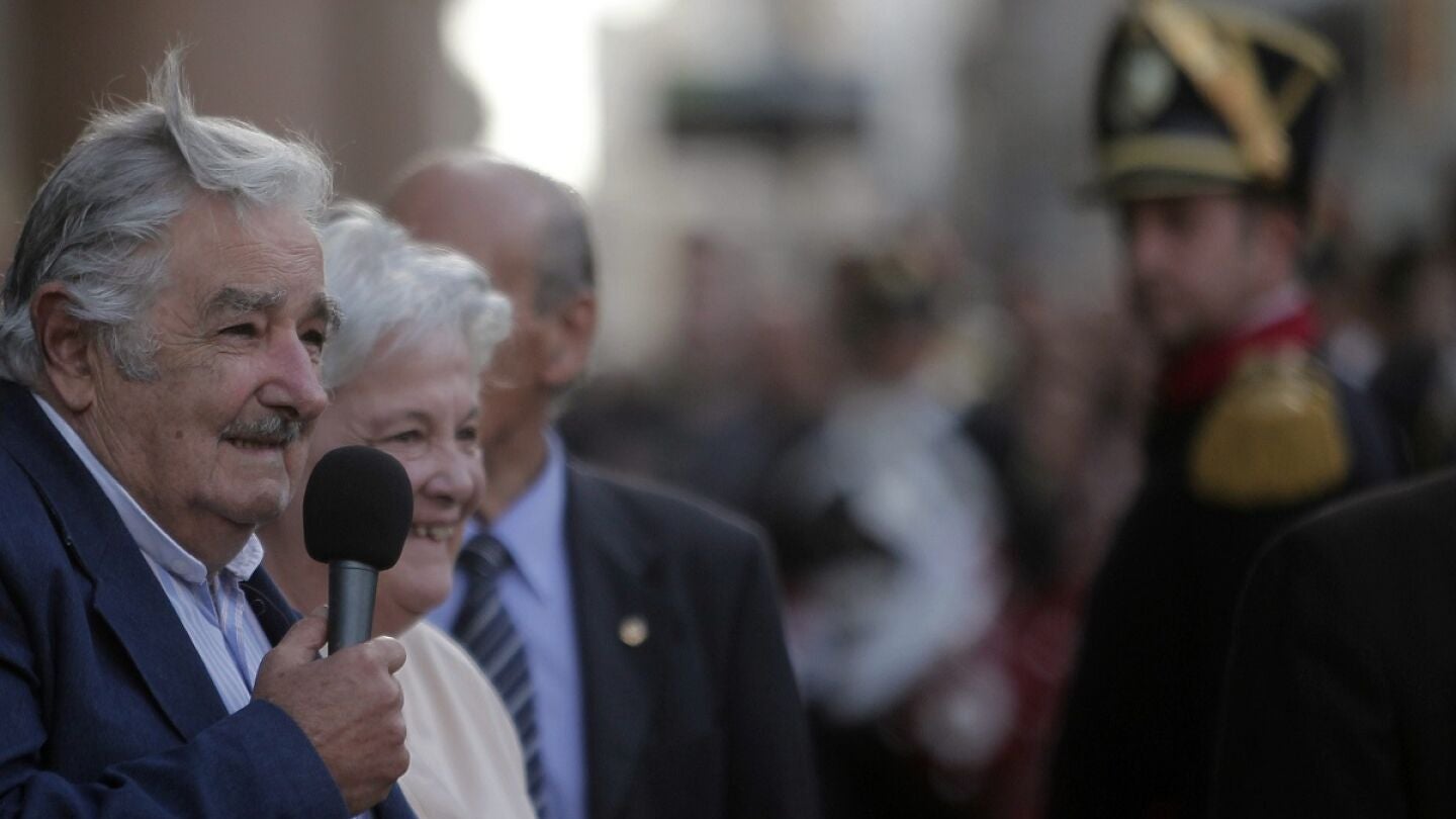 Jos&eacute; Mujica en su discurso de despedida en Montevideo