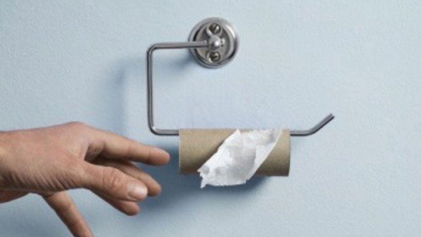 Un rollo de papel higi&eacute;nico vac&iacute;o