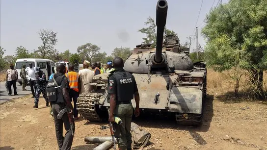 Un tanque utilizado por miembros del grupo yihadista Boko Haram   Un tanque utilizado por miembros del grupo yihadista Boko Haram