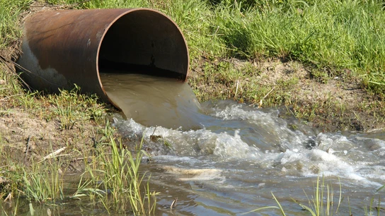 Aguas residuales saliendo de un tubo Aguas residuales saliendo de un tubo