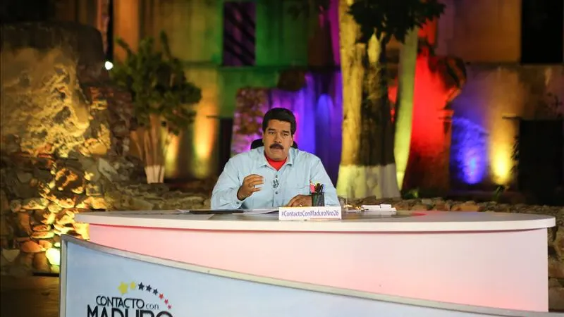 El presidente venezolano Nicolás Maduro hablando durante su programa