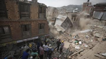 Zona devastada en Nepal