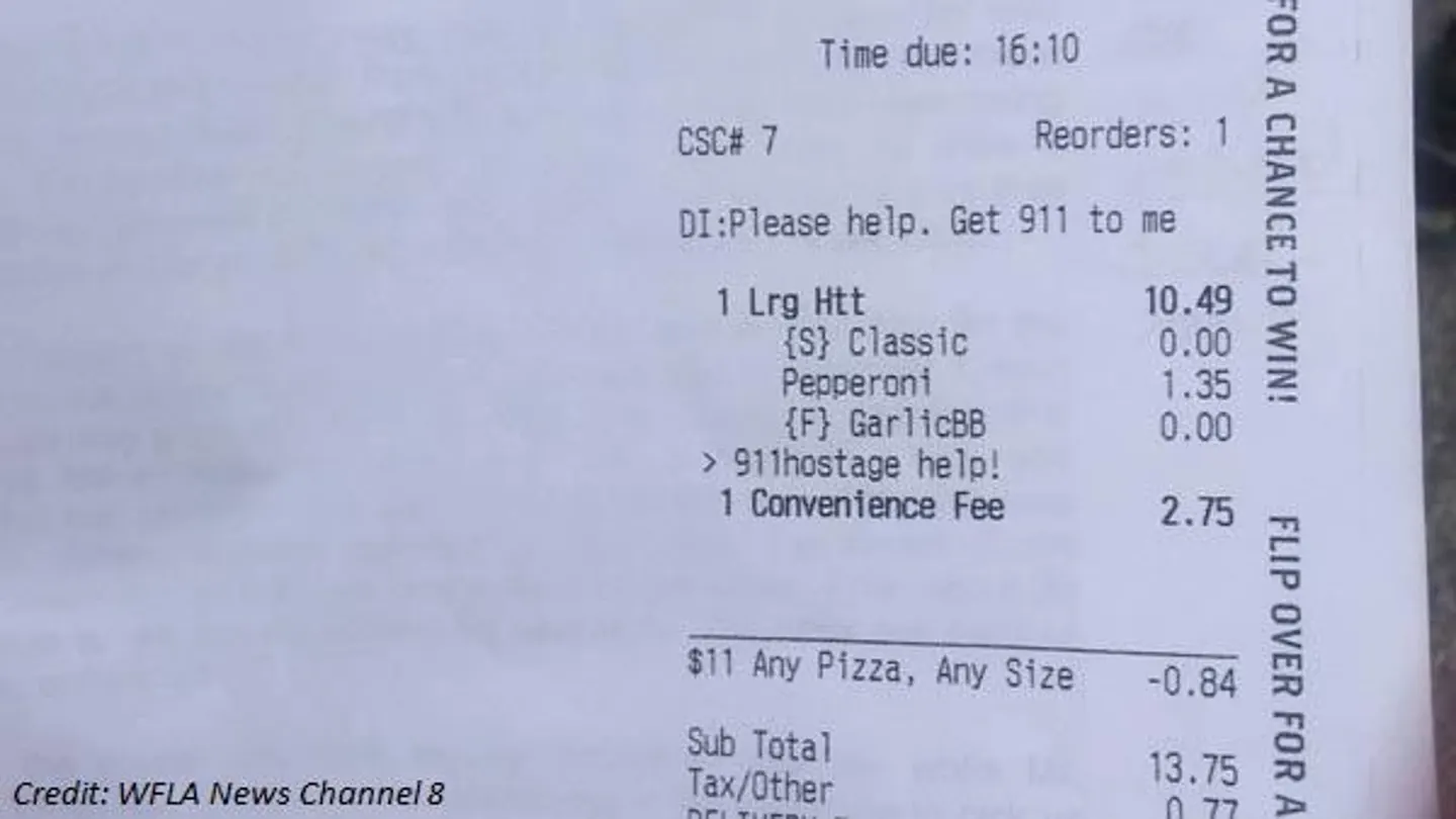 Ticket que recibió Pizza Hut alertando del secuestro Ticket que recibió Pizza Hut alertando del secuestro