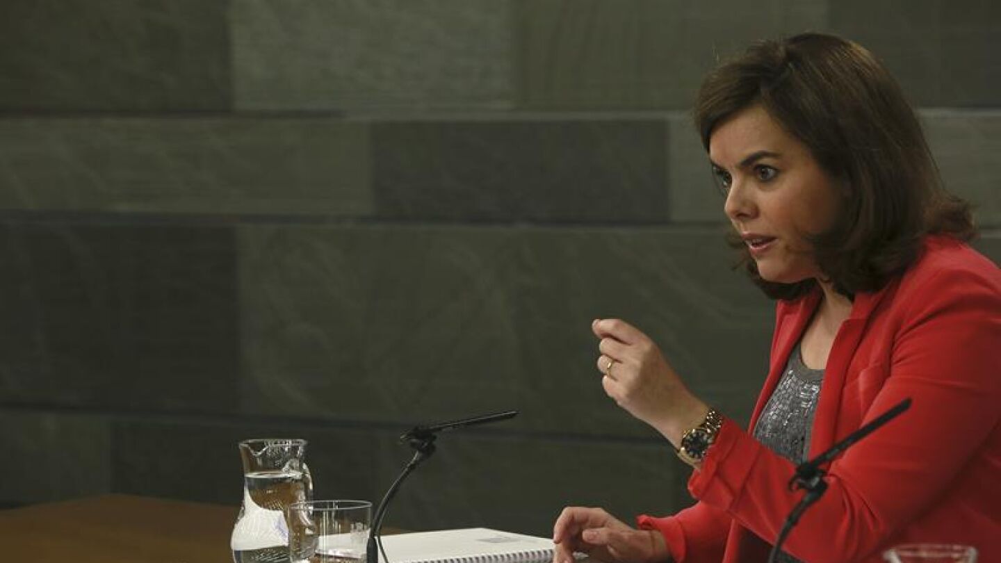 Soraya S&aacute;enz de Santamar&iacute;a en rueda de prensa