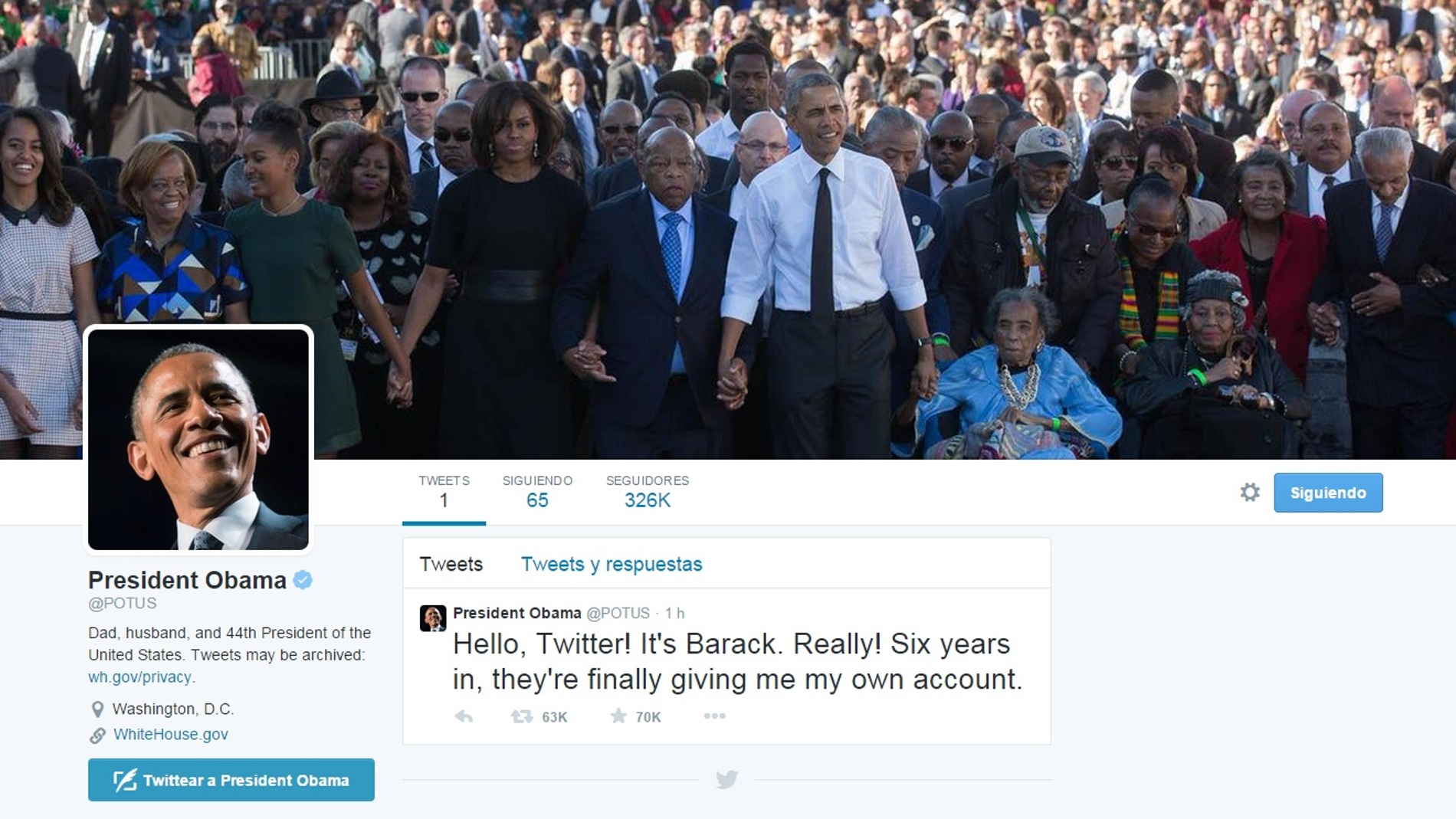 Nueva cuenta personal de Barack Obama en Twitter