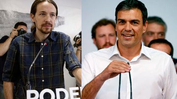Pablo Iglesias (Podemos) y Pedro Sánchez (PSOE)