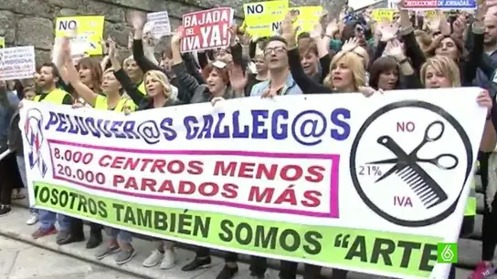 Manifestación de peluqueros en Santiago de Compostela Manifestación de peluqueros en Santiago de Compostela