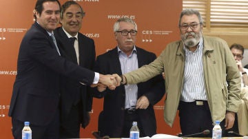 Secretarios generales de CCOO y UGT y presidentes de CEOE Y Cepymes