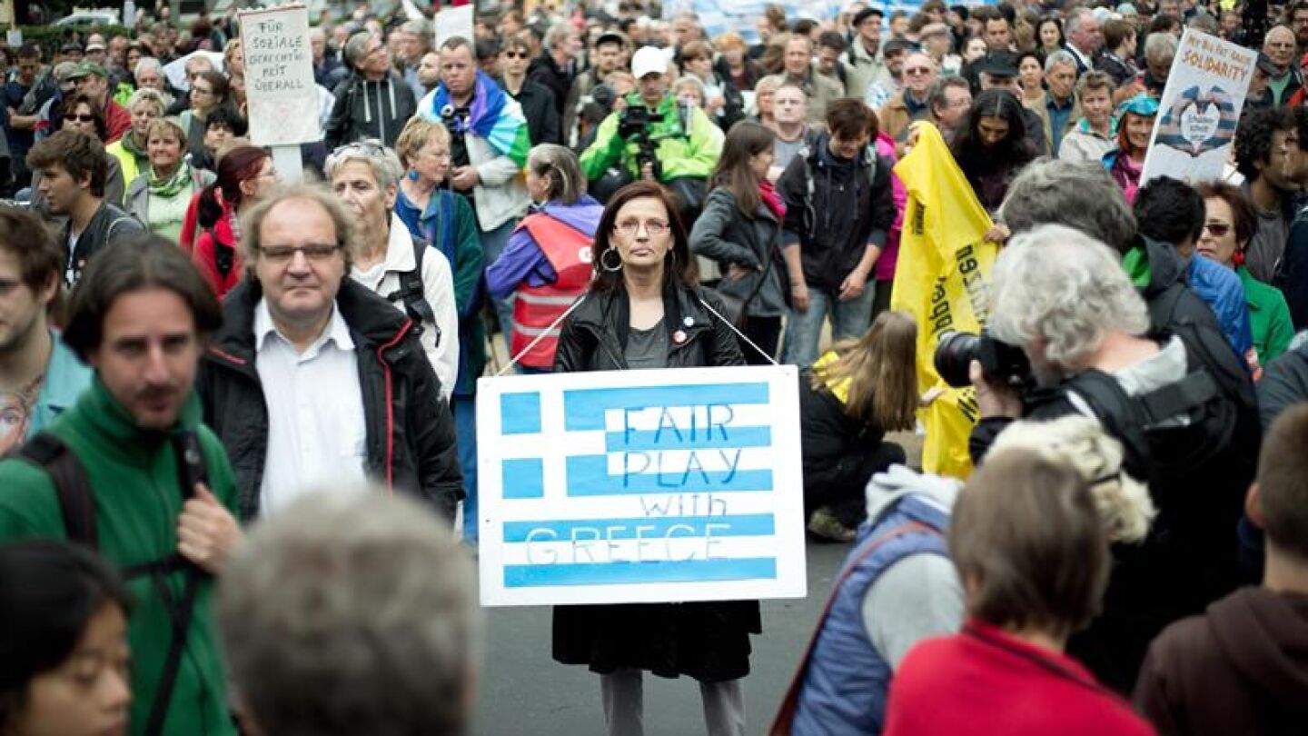 La manifestaci&oacute;n en Berl&iacute;n en favor de Grecia.