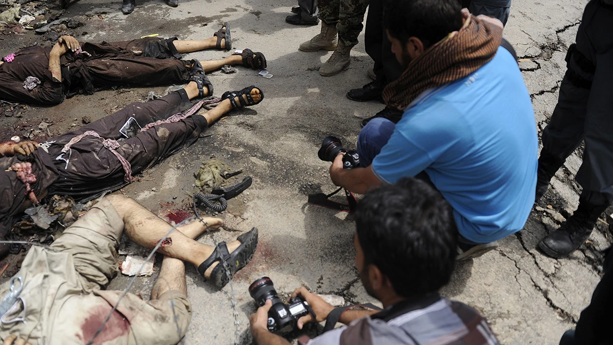 Cuerpos sin vida de algunos de los talibanes