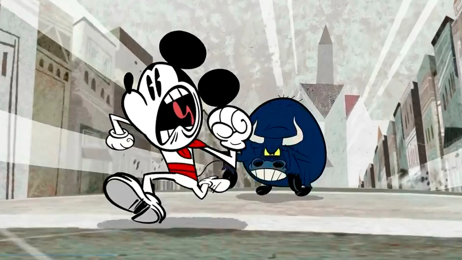 Mickey corre los encierros de San Fermín