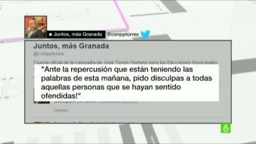 El alcalde de Granada pide disculpas en Twitter