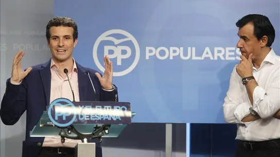 Pablo Casado presenta el nuevo logo del PP Pablo Casado presenta el nuevo logo del PP