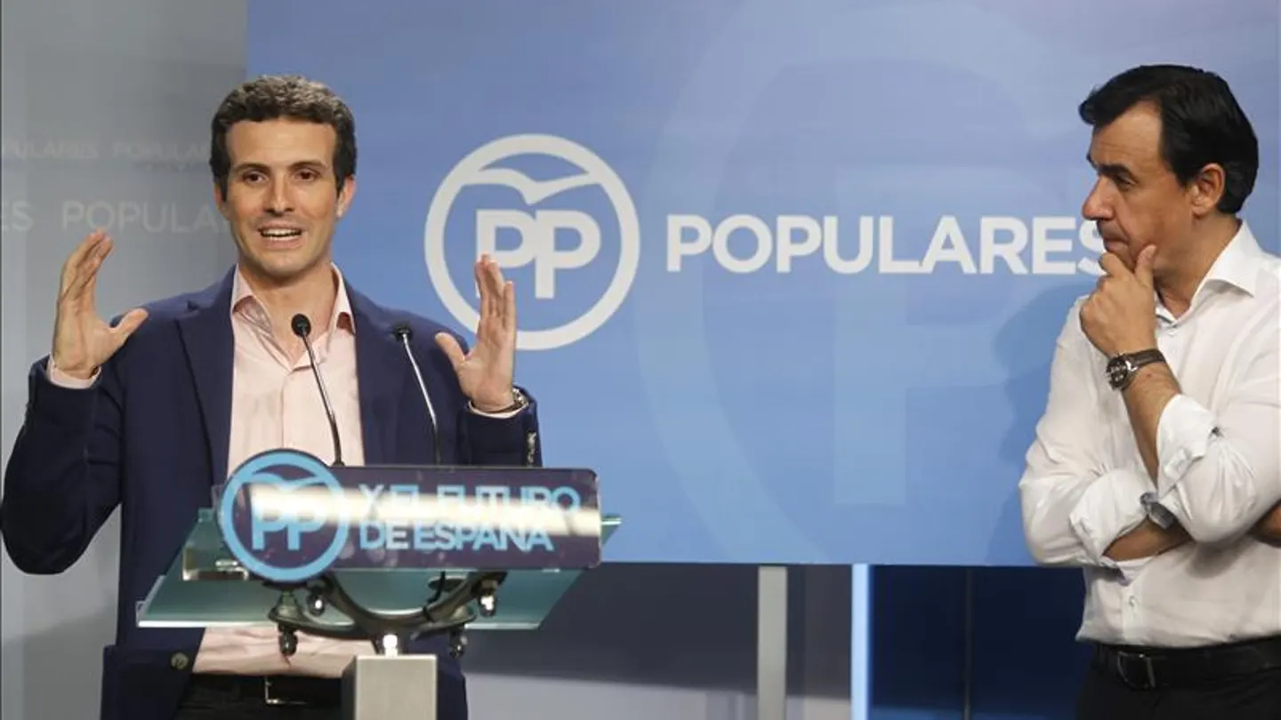 Pablo Casado presenta el nuevo logo del PP Pablo Casado presenta el nuevo logo del PP