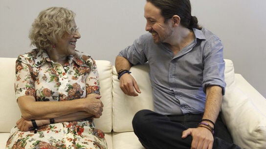 Manuela Carmena se re&uacute;ne con Pablo Iglesias en el Ayuntamiento de Madrid
