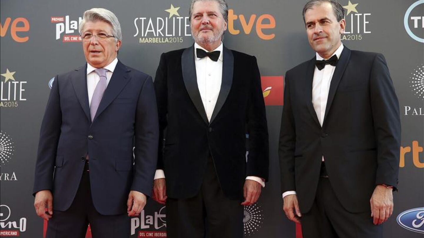 Enrique Cerezo, &Iacute;&ntilde;igo M&eacute;ndez de Vigo y Miguel &Aacute;ngel Benzal en los premios Platino