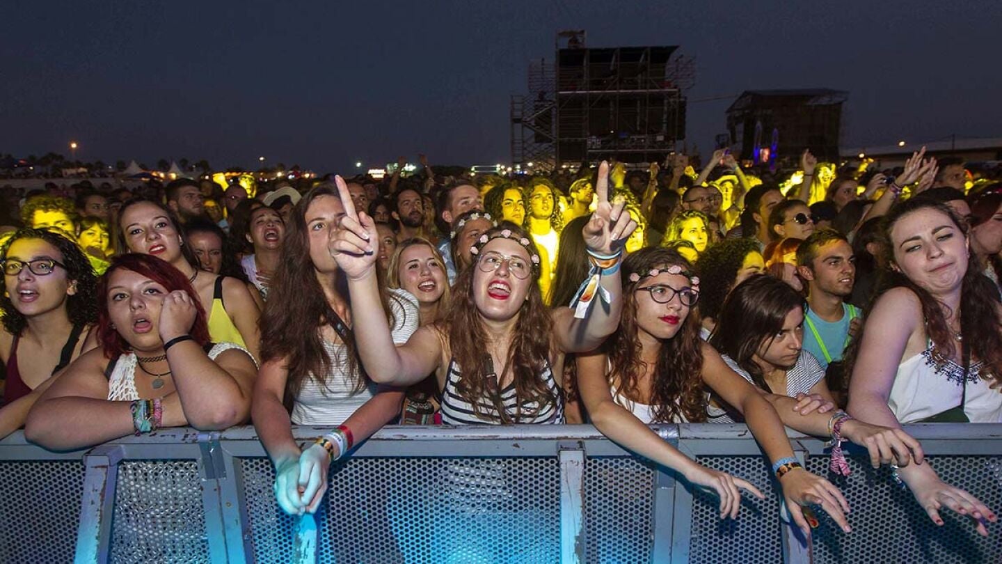 J&oacute;venes en un concierto.