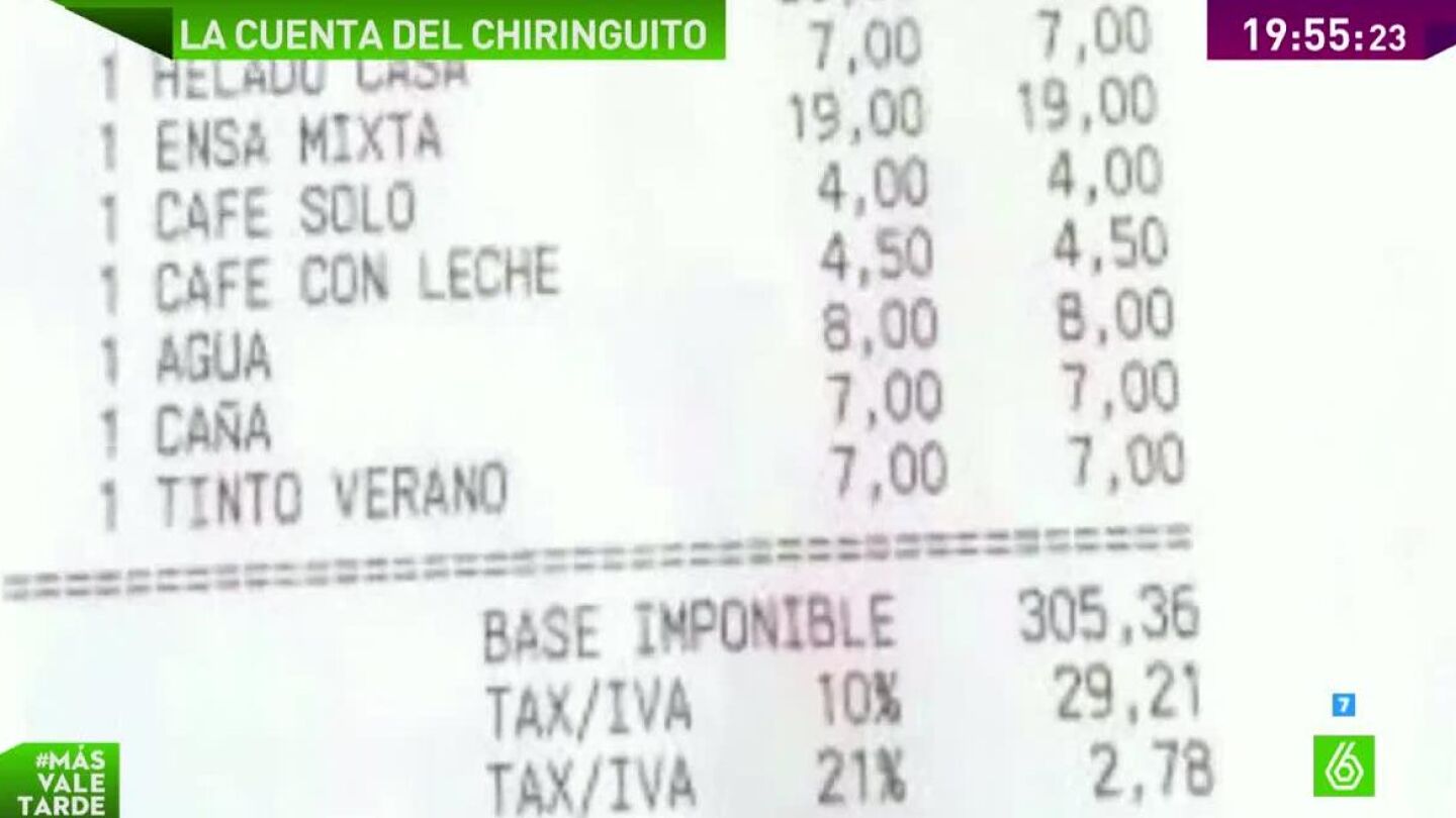 Una ca&ntilde;a: siete euros, la cuenta de un chiringuito incendia las redes sociales
