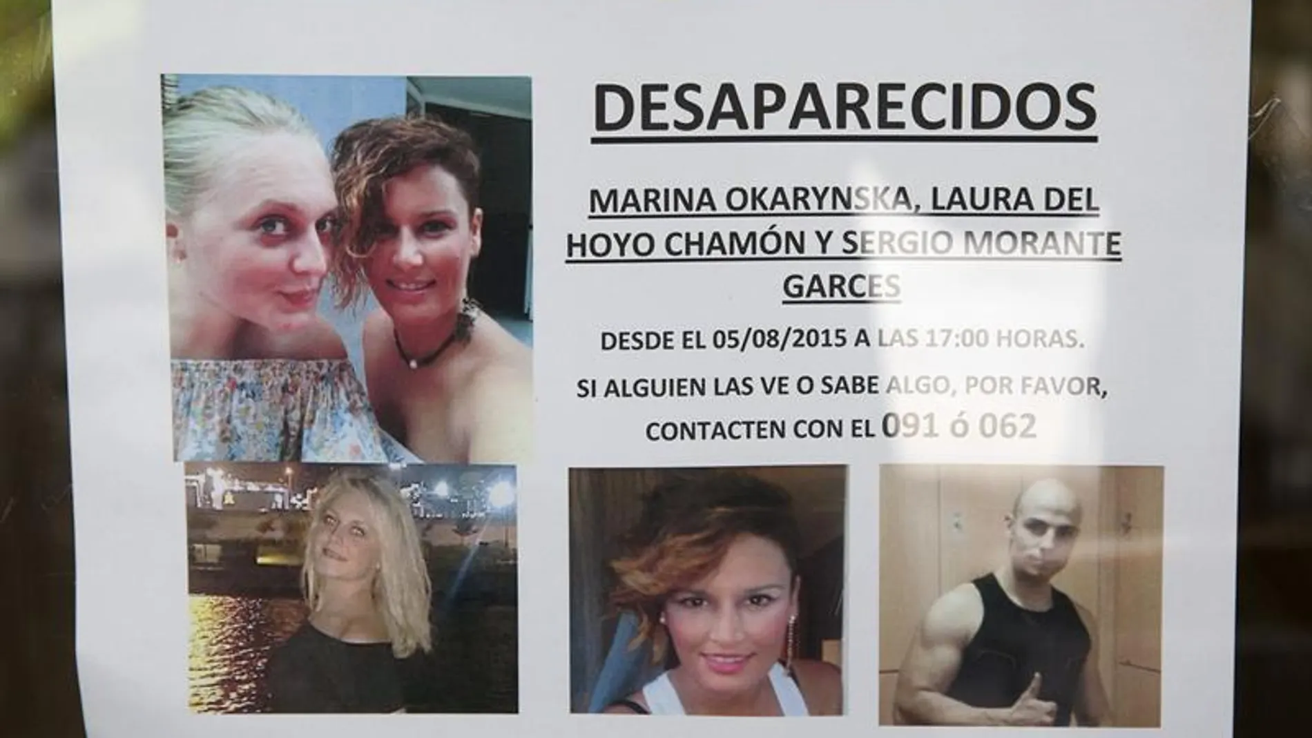 Cartel pidiendo ayuda en la búsqueda de Laura y Marina en Cuenca