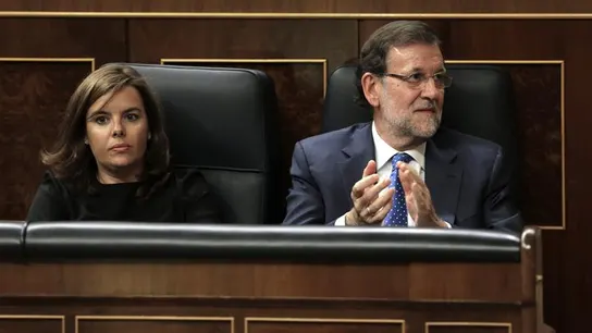 Rajoy, junto a la vicepresidenta del Gobierno, Soraya Sáenz de Santamaría Rajoy, junto a la vicepresidenta del Gobierno, Soraya Sáenz de Santamaría