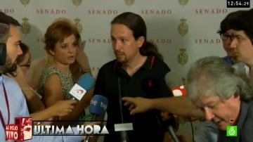 Pablo Iglesias habla con los medios