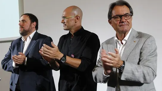 Artur Mas, Raúl Romeva y Oriol Junqueras en la presentación del programa Artur Mas, Raúl Romeva y Oriol Junqueras en la presentación del programa