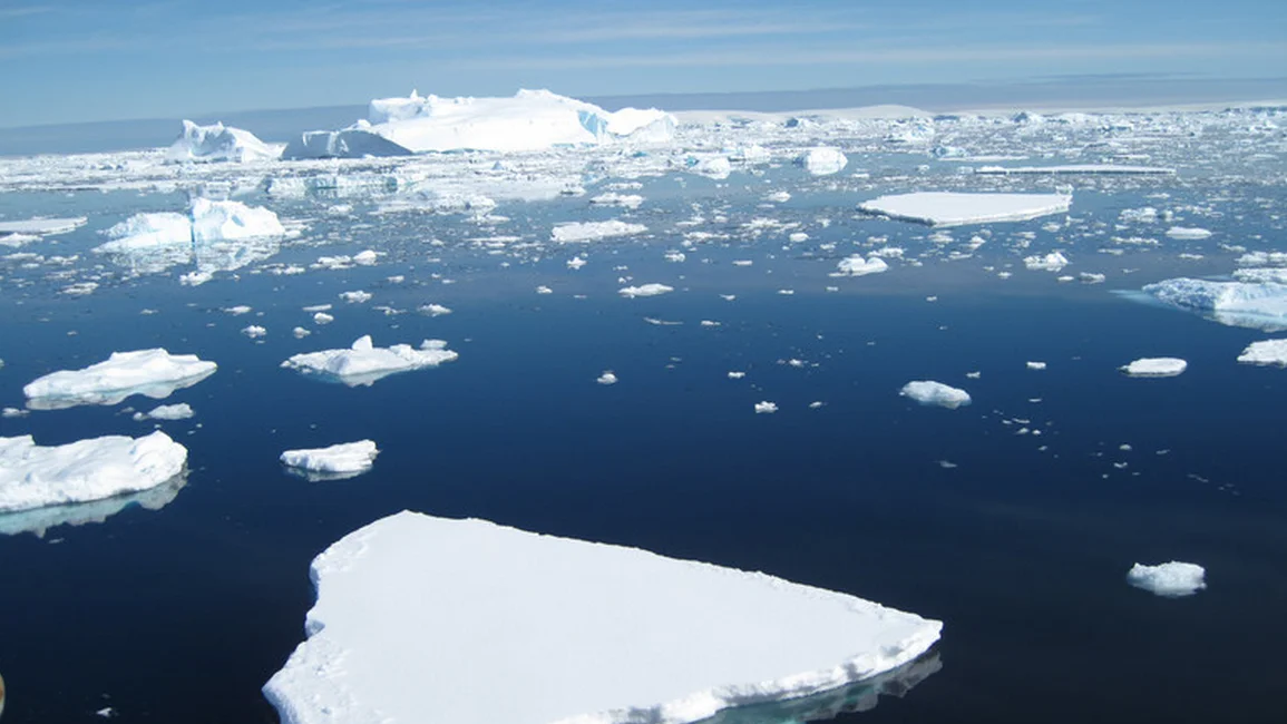 Icebergs flotan en el océano Antártico