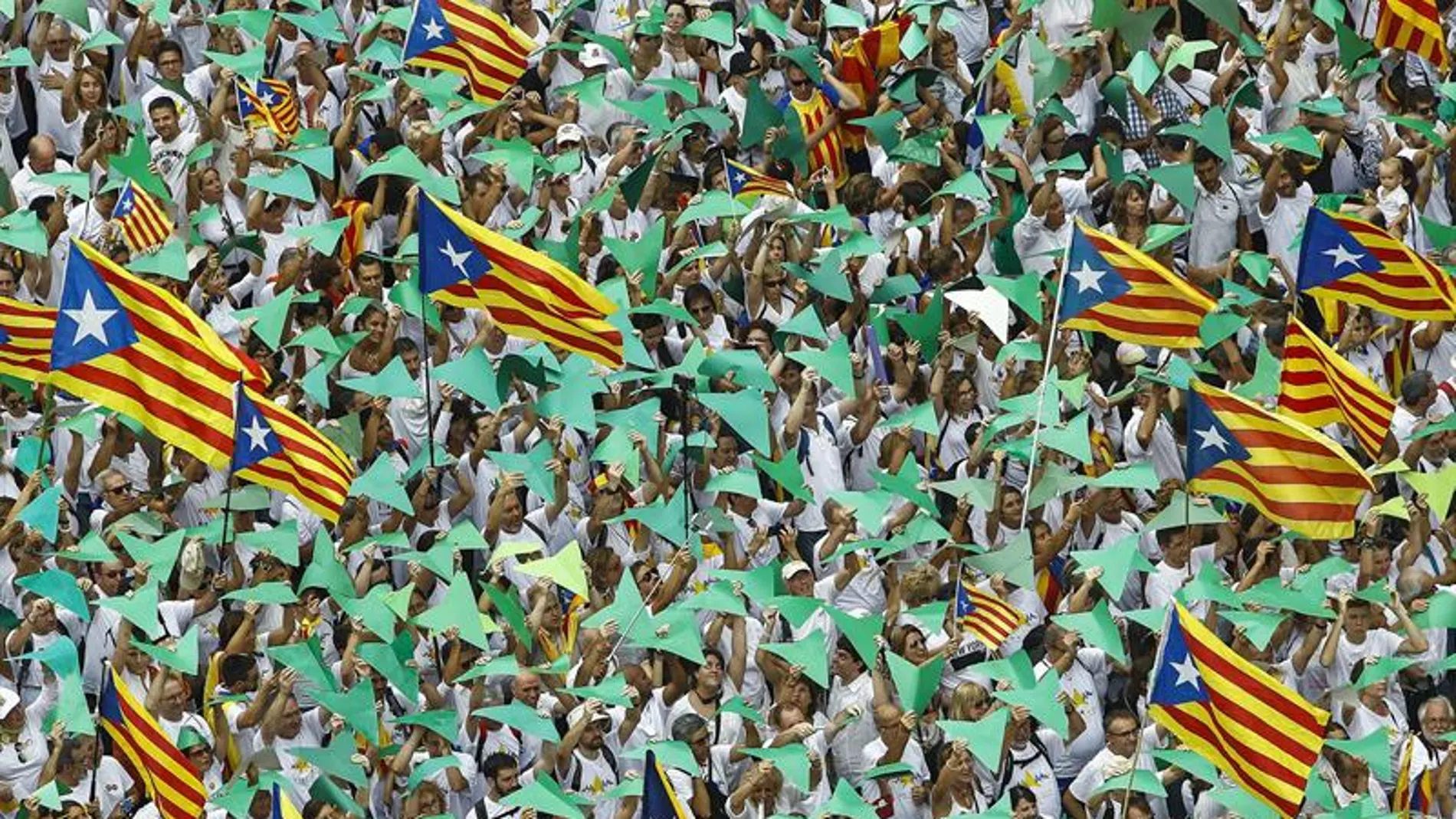 Vista de la manifestación con motivo de la Diada de Cataluña