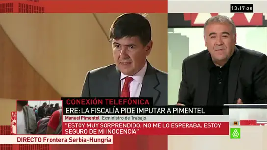 Manuel Pimentel, sobre la petición de imputación de la Fiscalía: "No me lo esperaba, estoy seguro de mi inocencia" Manuel Pimentel, sobre la petición de imputación de la Fiscalía: "No me lo esperaba, estoy seguro de mi inocencia"