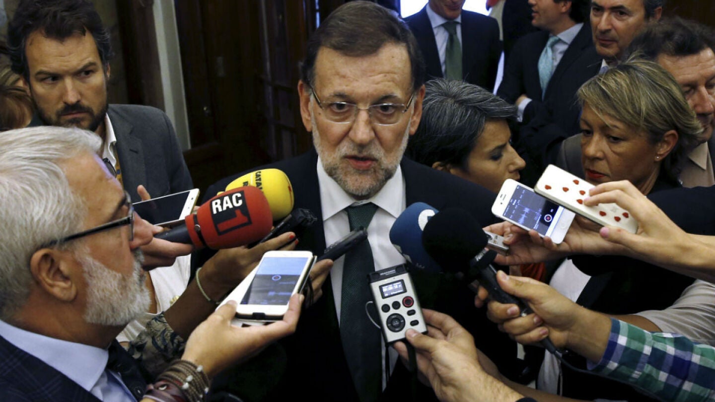El presidente del Gobierno, Mariano Rajoy, realiza declaraciones hoy en el Congreso
