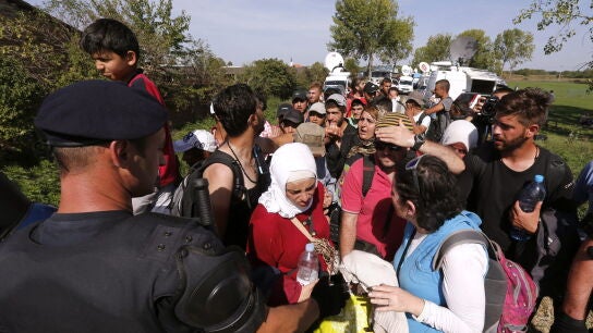 Refugiados procedentes de Serbia esperan para ser registrados en Tovarnik