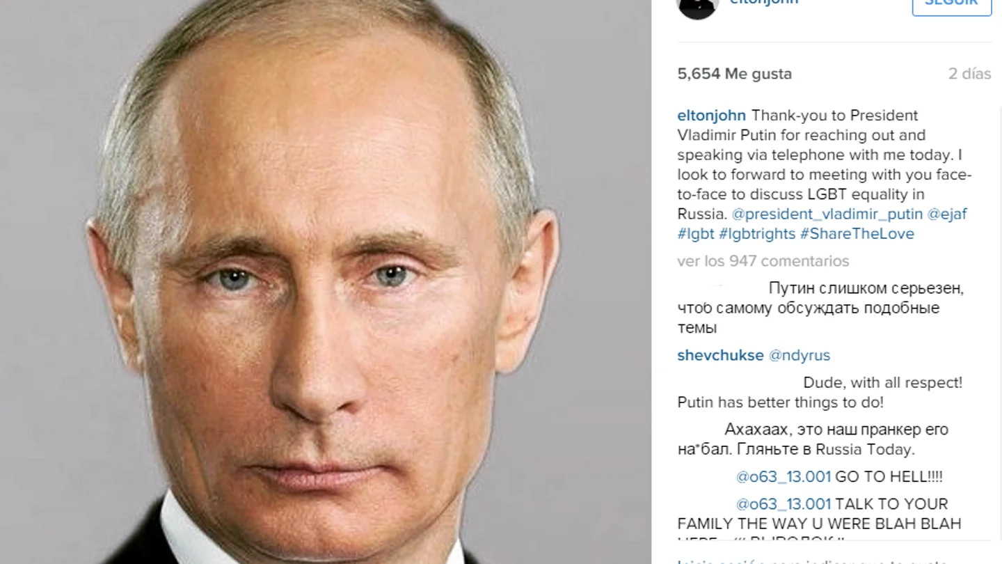 Publicación de Elton Jhon en Instagram tras la broma telefónica Publicación de Elton Jhon en Instagram tras la broma telefónica
