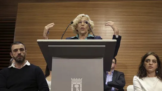 Manuela Carmena, durante la rueda de prensa ofrecida en el Ayuntamiento de Madrid Manuela Carmena, durante la rueda de prensa ofrecida en el Ayuntamiento de Madrid