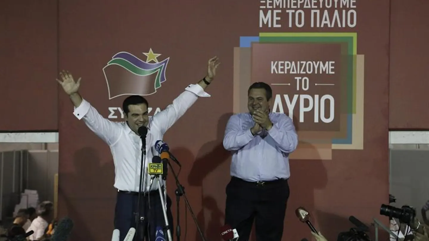 Alexis Tsipras y Panos Kammenos tras el resultado de las elecciones Alexis Tsipras y Panos Kammenos tras el resultado de las elecciones