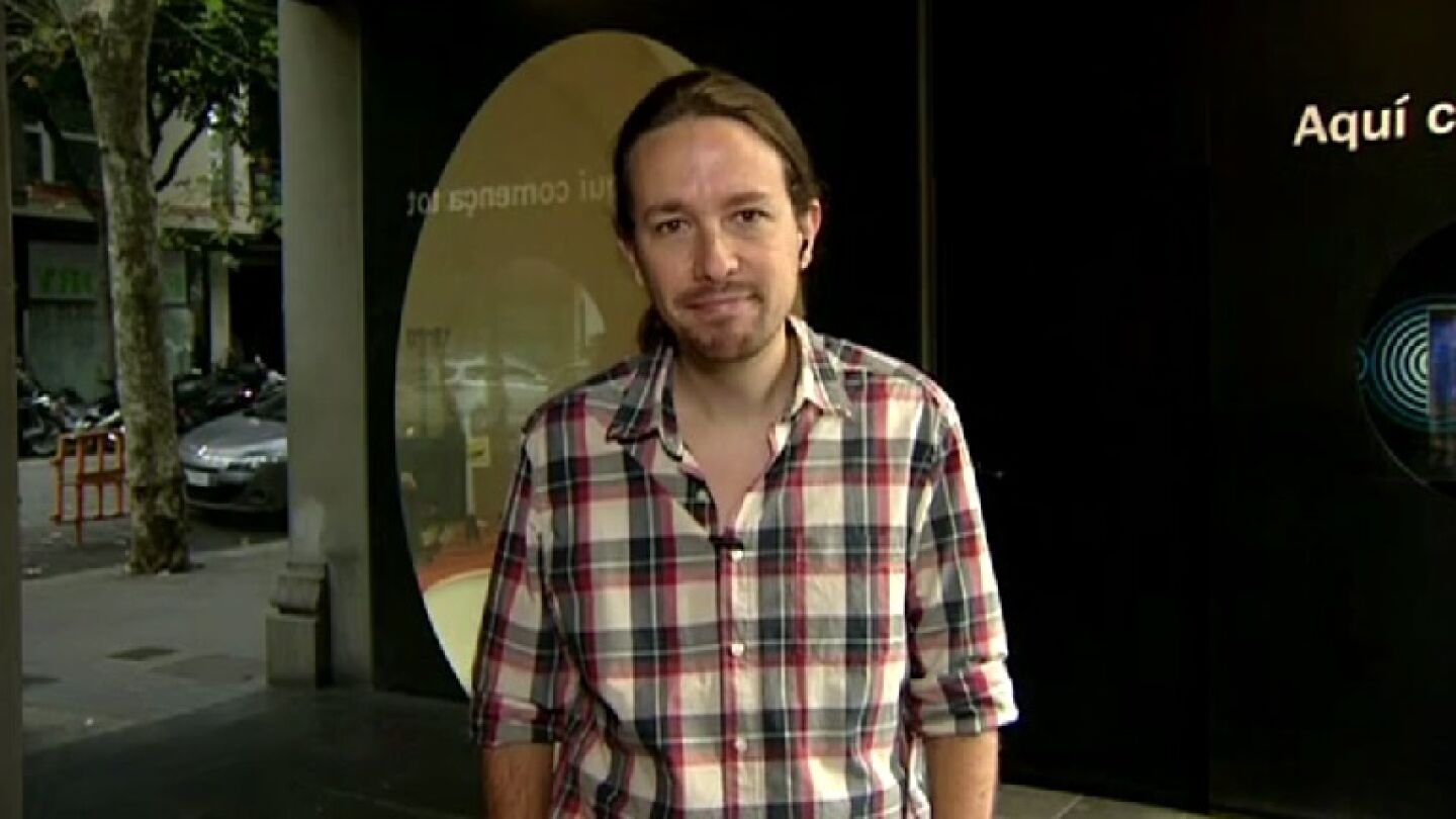 Pablo Iglesias, secretario general de Podemos, durante una entrevista en Espejo P&uacute;blico