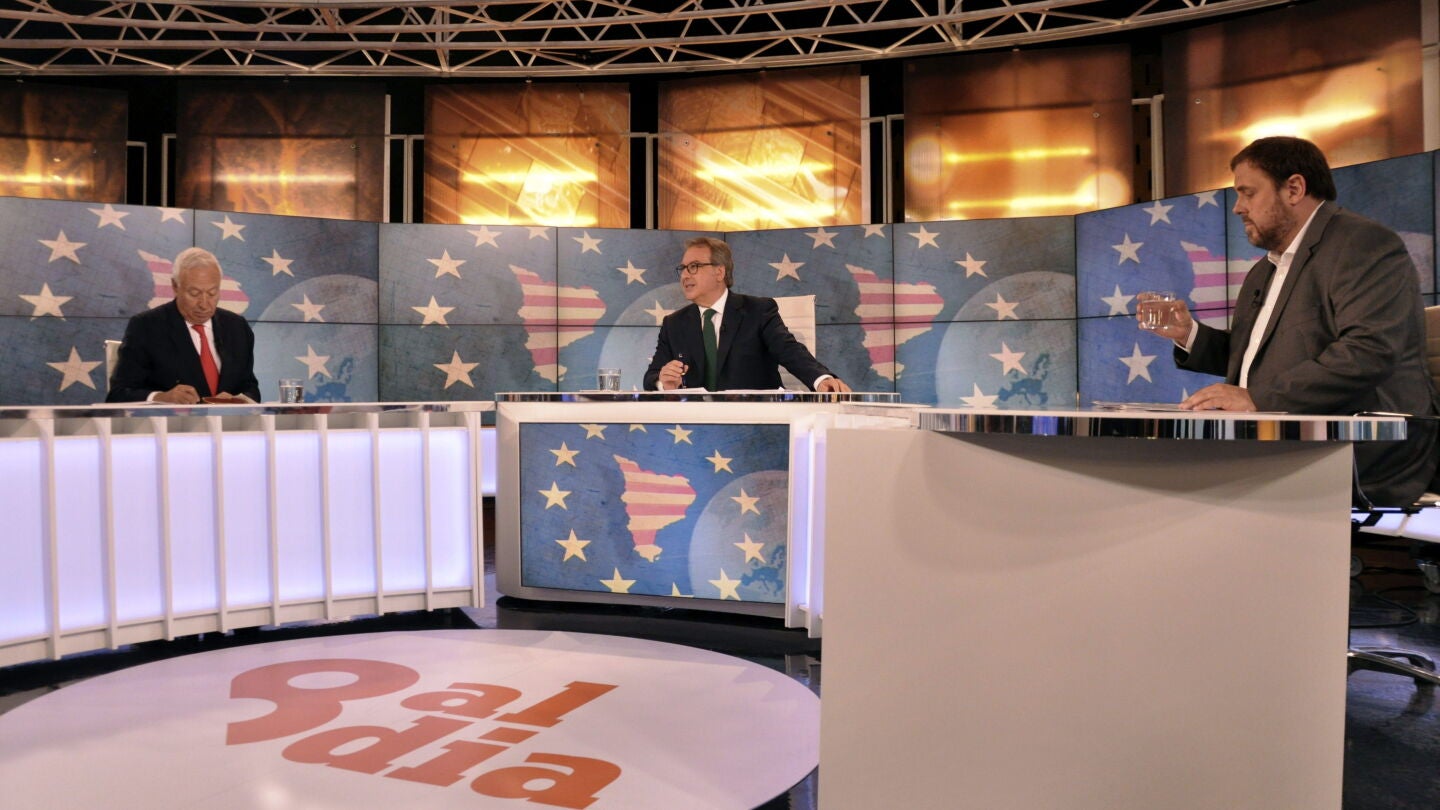 Jos&eacute; Manuel Garc&iacute;a-Margallo, y el presidente de ERC en el debate. 
