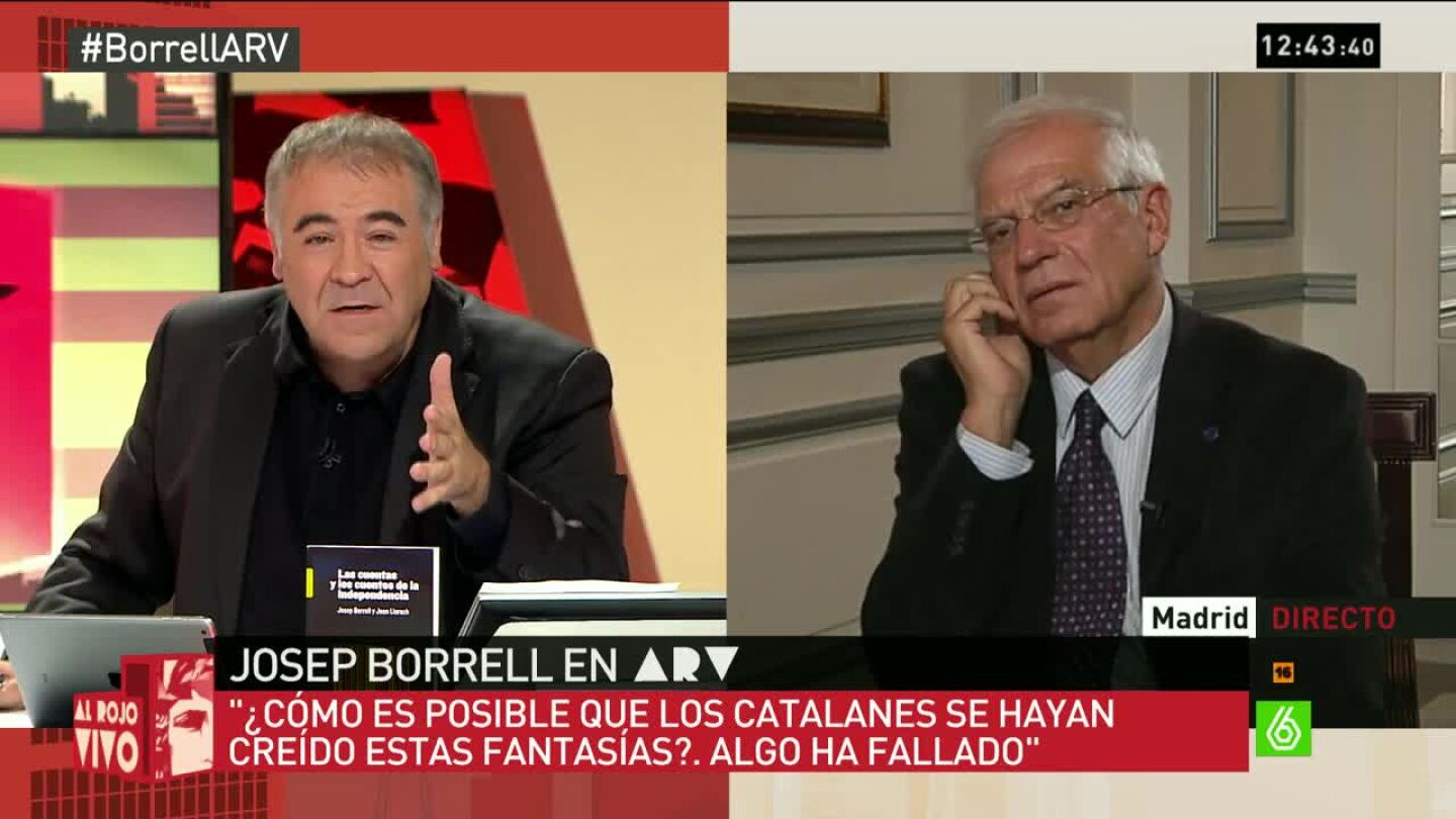 Josep Borrell durante una entrevista en Al Rojo Vivo
