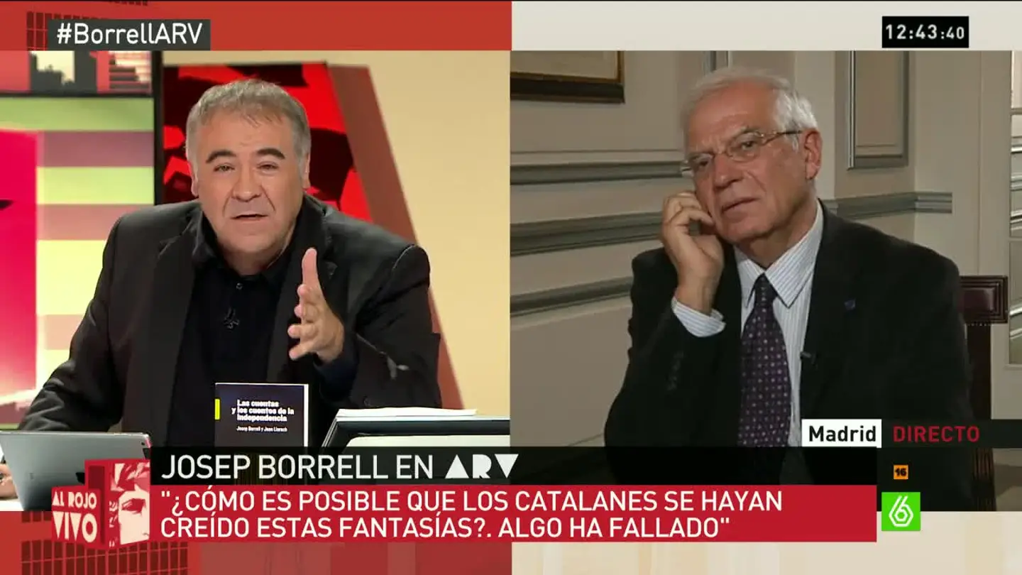 Josep Borrell durante una entrevista en Al Rojo Vivo Josep Borrell durante una entrevista en Al Rojo Vivo