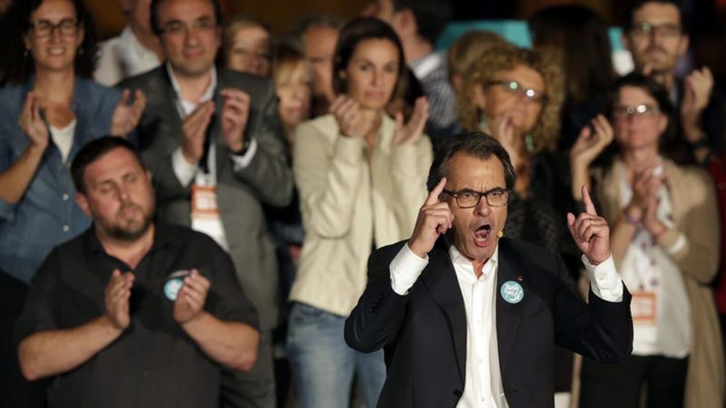 Artur Mas durante su intervenci&oacute;n en el mitin de final de campa&ntilde;a para las elecciones catalanas